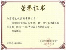 和天下3#、4#、7#、13#樓獲2018年度“山東省建筑工程優(yōu)質(zhì)結構”